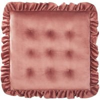 Beliani - Stuhlkissen Rosa einfarbig Samtstoff mit Rüschen Volant Reißverschluss quadratisch 40 x 40 cm Sitzkissen für Stuhl Küche Esszimmer von BELIANI