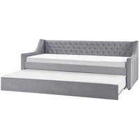 Tagesbett Grau Samtstoff 90 x 200 cm Ausziehbar Mit Lattenrost Nieten Modern Glamour Tagesbett Grau Samtstoff 90 x 200 cm Ausziehbar Mit Lattenrost Nieten Modern Glamour von BELIANI