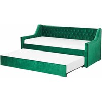 Tagesbett Grün Samtstoff 90 x 200 cm Ausziehbar Mit Lattenrost Nieten Modern Glamour - Grün von BELIANI