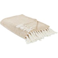 Tagesdecke Beige Baumwolle 200x220 cm mit Fransen Geometrisches Muster Schlafzimmer Wohnzimmer Sofadecke Überwurf für Sofa Bett Sessel Tagesdecke Beige Baumwolle 200x220 cm mit Fransen Geometrisches Muster Schlafzimmer Wohnzimmer Sofadecke Überwurf für Sofa Bett Sessel von BELIANI