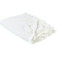 Tagesdecke Cremeweiß aus Baumwolle 220 x 200 cm mit Rüschen Modern Elegant für Bett Sofa Schlafzimmer Wohnzimmer von BELIANI