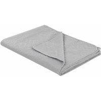 Tagesdecke Grau mit Füllung aus Polyester 220 x 240 cm mit Geprägtem Muster Blumenmotiv Geometrisch Bettüberwurf für Doppelbett Schlafzimmer - Grau von BELIANI