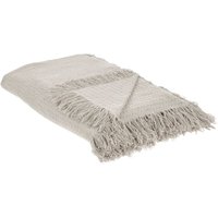 Tagesdecke Hellgrau Baumwolle 220x240 cm mit Fransen Modern Schlafzimmer Wohnzimmer Dekodecke Sofadecke Überwurf für Sofa Bett Sessel von BELIANI
