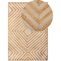 Teppich Beige Jute Baumwolle 140 x 200 cm Kurzflor Handgewebt im rustikalen Stil Rechteckig von BELIANI