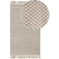 Teppich Beige Jute und Baumwolle 80 x 150 cm mit Fransen Kurzflor rechteckig Boho Stil Wohnzimmer Arbeitszimmer Schlafzimmer von BELIANI