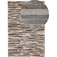 Teppich Braun/Grau Kuhfell rechteckig 140 x 200 cm Patchwork Streifen-Muster Lederteppich für Wohnzimmer Schlafzimmer Flur Salon Esszimmer Teppich Braun/Grau Kuhfell rechteckig 140 x 200 cm Patchwork Streifen-Muster Lederteppich für Wohnzimmer Schlafzimmer Flur Salon Esszimmer von BELIANI