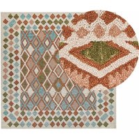 Teppich Wolle mehrfarbig 200 x 200 cm geometrisches Muster Kurzflor ermenek - Braun von BELIANI