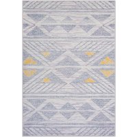 Teppich Grau Gelb Polyester 140 x 200 cm Kurzflor Dreiecke Geometrisches Muster Bedruckt Rechteckig von BELIANI