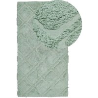 Teppich Hellgrün Baumwolle 80 x 150 cm Rechteckig Läufer Geometrisches Muster Boho Fußbodenheizug Geeignet Wohnzimmer Schlafzimmer Esszimmer Teppich Hellgrün Baumwolle 80 x 150 cm Rechteckig Läufer Geometrisches Muster Boho Fußbodenheizug Geeignet Wohnzimmer Schlafzimmer Esszimmer von BELIANI