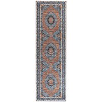 Teppich Läufer Blau u. Orange Polyester 60x200 cm Orientalisches Muster Vintage Boho Kurzflor für Wohnzimmer Schlafzimmer Flur - Blau von BELIANI