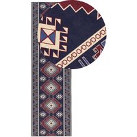 Teppich Läufer Blau und Rot Stoff Rechteckig 60 x 200 cm Kurzflor Orientalisches Muster Rutschfest Maschinengewebt für Fußbodenheizung Flur Diele Teppich Läufer Blau und Rot Stoff Rechteckig 60 x 200 cm Kurzflor Orientalisches Muster Rutschfest Maschinengewebt für Fußbodenheizung Flur Diele von BELIANI