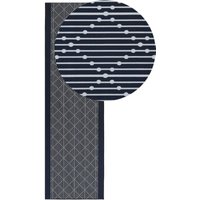 Teppich Läufer Marineblau Polyester 60 x 200 cm Geometrisches Muster Boho Modern Kurzflor für Wohnzimmer Schlafzimmer Flur von BELIANI