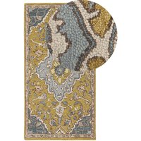 Teppich Läufer Gelb und Blau Wolle 80 x 150 cm Kurzflor Orientalisches Design Vintage Handgetuftet Rechteckig Wohnzimmer Schlafzimmer Flur Teppich Läufer Gelb und Blau Wolle 80 x 150 cm Kurzflor Orientalisches Design Vintage Handgetuftet Rechteckig Wohnzimmer Schlafzimmer Flur von BELIANI