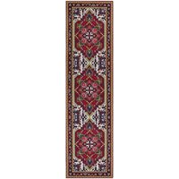 Beliani - Teppich Läufer Bunt Rot Stoff 80 x 300 cm Rechteckig mit Blumenmuster Orientalisch Rutschfest Vintage Orientteppich Vorleger Flur Küche von BELIANI