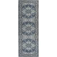 Teppich Läufer Grau / Blau Polyester 70 x 200 cm Orientalisches Muster Vintage Boho Kurzflor für Wohnzimmer Schlafzimmer Flur - Grau von BELIANI