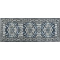 Beliani - Teppich Läufer Grau / Blau Polyester 80 x 200 cm Orientalisches Muster Vintage Boho Kurzflor für Wohnzimmer Schlafzimmer Flur - Grau von BELIANI
