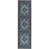 Teppich Läufer Grau Stoff 80x300 cm Rechteckig mit Blumenmuster Orientalisch Rutschfest Vintage Orientteppich Vorleger Flur Küche Schlafzimmer - Weiß von BELIANI