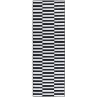 Teppich Läufer Schwarz / Weiß Stoff 80 x 240 cm Rechteckig mit Streifenmuster Geometrisch Rutschfest Modern Vorleger Flur Küche Schlafzimmer - Weiß von BELIANI