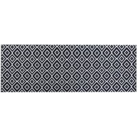 Teppich Läufer Schwarz / Weiß Stoff 70 x 200 cm Rechteckig mit Geometrischem Muster Rutschfest Modern Vorleger Flur Küche Schlafzimmer - Schwarz von BELIANI