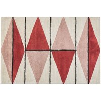 Teppich Mehrfarbig Baumwolle 140 x 200 cm geometrisches Muster handgewebt gefärbt Kurzhaar Kurzflor Bettvorleger Läufer Retro Stil - Schwarz von BELIANI