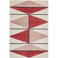 Teppich Mehrfarbig Baumwolle 160 x 230 cm geometrisches Muster handgewebt gefärbt Kurzhaar Kurzflor Bettvorleger Läufer Retro Stil von BELIANI