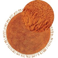 Teppich Orange Baumwolle Rund ⌀ 140 cm mit Fransen Getuftet Modern Boho Langhaar Hochflor Shaggy Bettvorleger Läufer für Fußbodenheizung - Orange von BELIANI