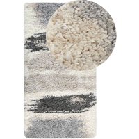 Teppich Weiß / Grau 80 x 150 cm Rechteckig Langflor Hochflor Shaggy Abstraktes Muster Abstrakter Teppich für Wohnzimmer Schlafzimmer Flur - Grau von BELIANI
