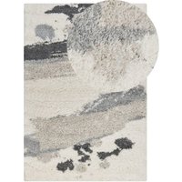 Teppich Weiß / Grau 200 x 300 cm Rechteckig Langflor Hochflor Shaggy Abstraktes Muster Abstrakter Teppich für Wohnzimmer Schlafzimmer Flur von BELIANI