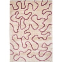 Beliani - Teppich Weiß Viskose und Wolle 160 x 230 cm Abstraktes Rosafarbenes Muster Kurzflor Rechteckig Modern Glamour Look Wohnzimmer Schlafzimmer von BELIANI