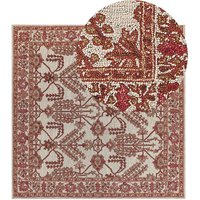 Beliani - Teppich Orange und Beige Wolle 200 x 200 cm Kurzflor Orientalisches Design Vintage Handgetuftet Quadratisch Wohnzimmer Schlafzimmer Flur von BELIANI