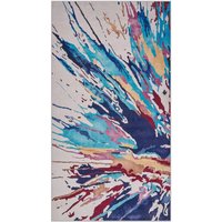 Teppich Bunt Polyester 80 x 150 cm Kurzflor Aquarell Design Bedruckt Rechteckig - Weiß von BELIANI