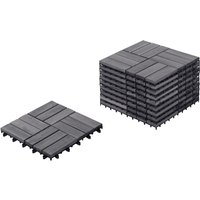 Terrassenfliesen Grau Zertifiziertes Akazienholz Wetterbeständig Wetterfest Outdoor Klickfliesen Gartenfliesen Holzfliesen für Garten von BELIANI