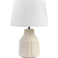 Tischlampe Beige Keramiksockel Stoffschirm strukturierte Basis Nachttischlampe Schreibtischlampe Klassisches Design - Weiß von BELIANI