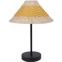 Tischlampe Beige u. Gelb Metall 40 cm Papierschirm Kegelform Langes Kabel mit Schalter Boho Schlaf- u. Wohnzimmer Beleuchtung Tischleuchte von BELIANI