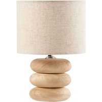 Beliani - Tischlampe Beige und Hellbraun aus Baumwolle Mangoholz Sockel Modernes Design Tischleuchte Wohnaccessoires Wohnzimmer von BELIANI