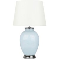 Beliani - Tischlampe Blau Keramik 56 cm Stoffschirm Weiß Empire Vasenform Kabel mit Schalter Retro-Stil Beliani - Tischlampe Blau Keramik 56 cm Stoffschirm Weiß Empire Vasenform Kabel mit Schalter Retro-Stil von BELIANI
