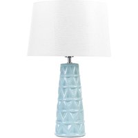 Tischlampe Blau Keramik Glänzend Leinen Nachttischlampe Schreibtischleuchte Modernes Design - Blau von BELIANI
