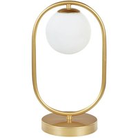 Beliani - Tischlampe Gold Weiß aus Metall Glas Rund Kugel Form Nachttischlampe Tischleuchte für Schlafzimmer Wohnzimmer Flur von BELIANI