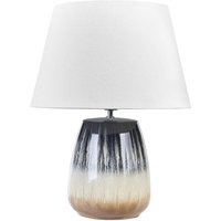 Tischlampe Grau und Beige Keramik 63 cm Weißer kegelförmiger Schirm Handgefertigt Nachttisch Wohnzimmer Schlafzimmer Beleuchtung - Grau von BELIANI