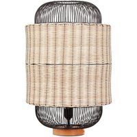 Tischlampe Naturfarben / Schwarz Rattangeflecht u. Metall Laternenform Kabel mit Schalter Handgefertigt Boho Schlaf- u. Wohnzimmer Beleuchtung Tischlampe Naturfarben / Schwarz Rattangeflecht u. Metall Laternenform Kabel mit Schalter Handgefertigt Boho Schlaf- u. Wohnzimmer Beleuchtung von BELIANI