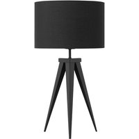 Tischlampe Schwarz Metall 55 cm runder Stoffschirm Dreibeinig langes Kabel mit Schalter Moderner Look - Schwarz von BELIANI