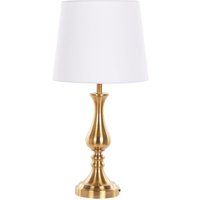 Tischlampe Silber Metall 51 cm Stoffschirm Cremeweiß Vasenform Kabel mit Schalter Retro-Stil von BELIANI