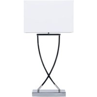 Beliani - Tischlampe Silber Metallfuß Stoffschirm Weiß langes Kabel mit Schalter Modern Minimalistisch von BELIANI