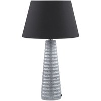 Tischlampe Silber und Schwarz Keramik Vasenform 58cm Stoffschirm Kegelform Kabel mit Schalter handgefertigt Retro Schlaf- u. Wohnzimmer - Schwarz von BELIANI