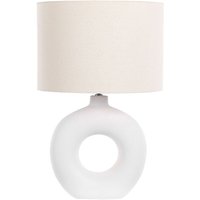 Tischlampe Weiß Keramik 58 cm mit beigem Schirm langes Kabel mit Schalter Wohnzimmer Medernes Design - Beige von BELIANI