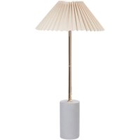 Tischlampe Weiß Leinen Rund 40 cm Stoffschirm Trommelform Rillen-Optik Kabel mit Schalter Modern Schlaf- u. Wohnzimmer Beleuchtung von BELIANI