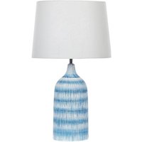 Tischlampe mit Keramikfuß Blau 66 cm Langes Kabel mit Schalter Klassischer Lampenschirm aus Baumwolle Jute in Weiß Wohnzimmer Schlafzimmer von BELIANI