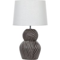 Tischlampe mit Keramikfuß Schwarz 63 cm Streifenmuster Kabel mit Schalter Lampenschirm aus Baumwolle / Jute in Weiß Wohnzimmer Schlafzimmer - Weiß von BELIANI