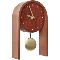 Tischuhr Dunkler Holzfarbton MDF-Platte 25 cm Hoch mit Pendel ohne Ziffern Sekundenzeiger Halbrund Retro-Design Schreibtischuhr Uhr von BELIANI