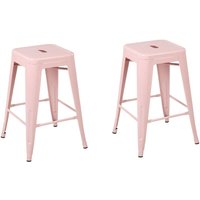 Trendy Barhocker 2er Set Rosa Metall 60 cm Industrielles Modernes Design von BELIANI